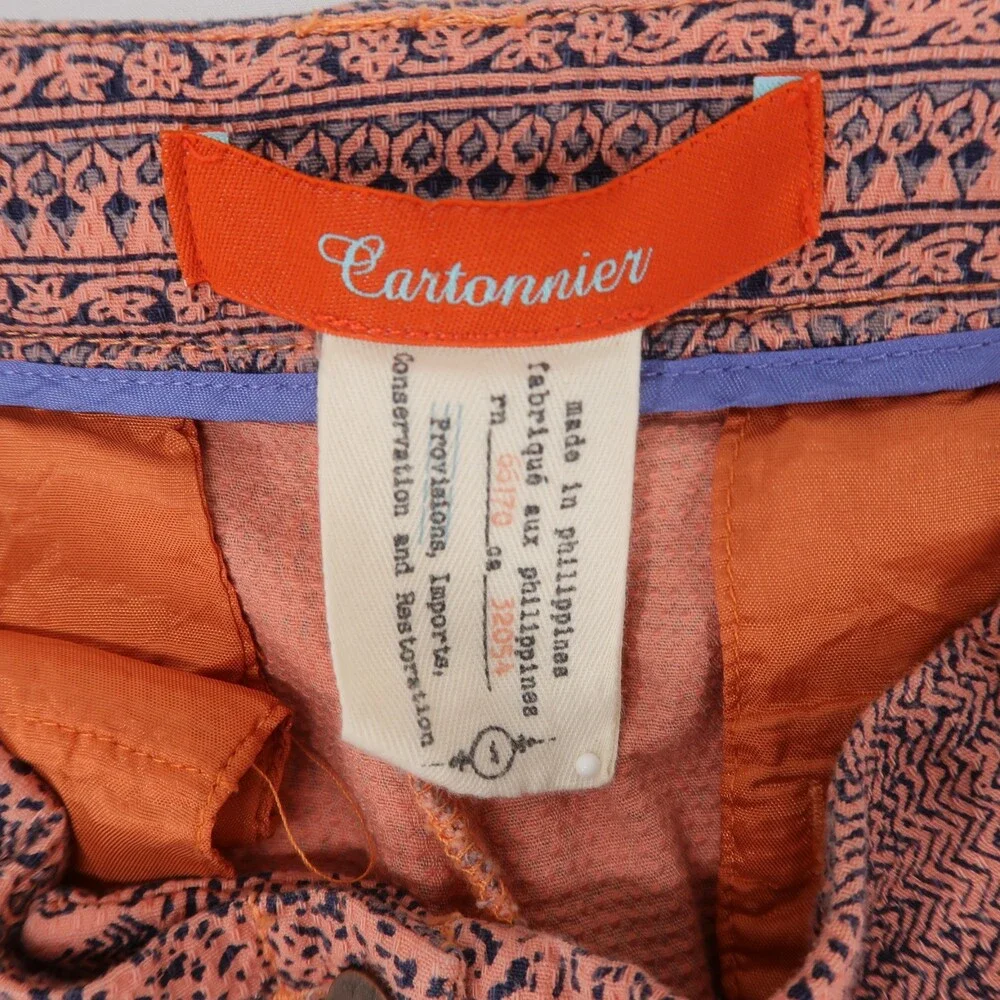 Cartonnier Island Hopper Shorts Womens 4 Coral Geometric Side Button
